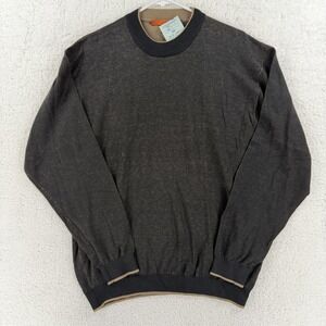VTG Axis Sweater Mens Large Brown Silk Cotton Crewneck Knit Pullover Long Sleeve